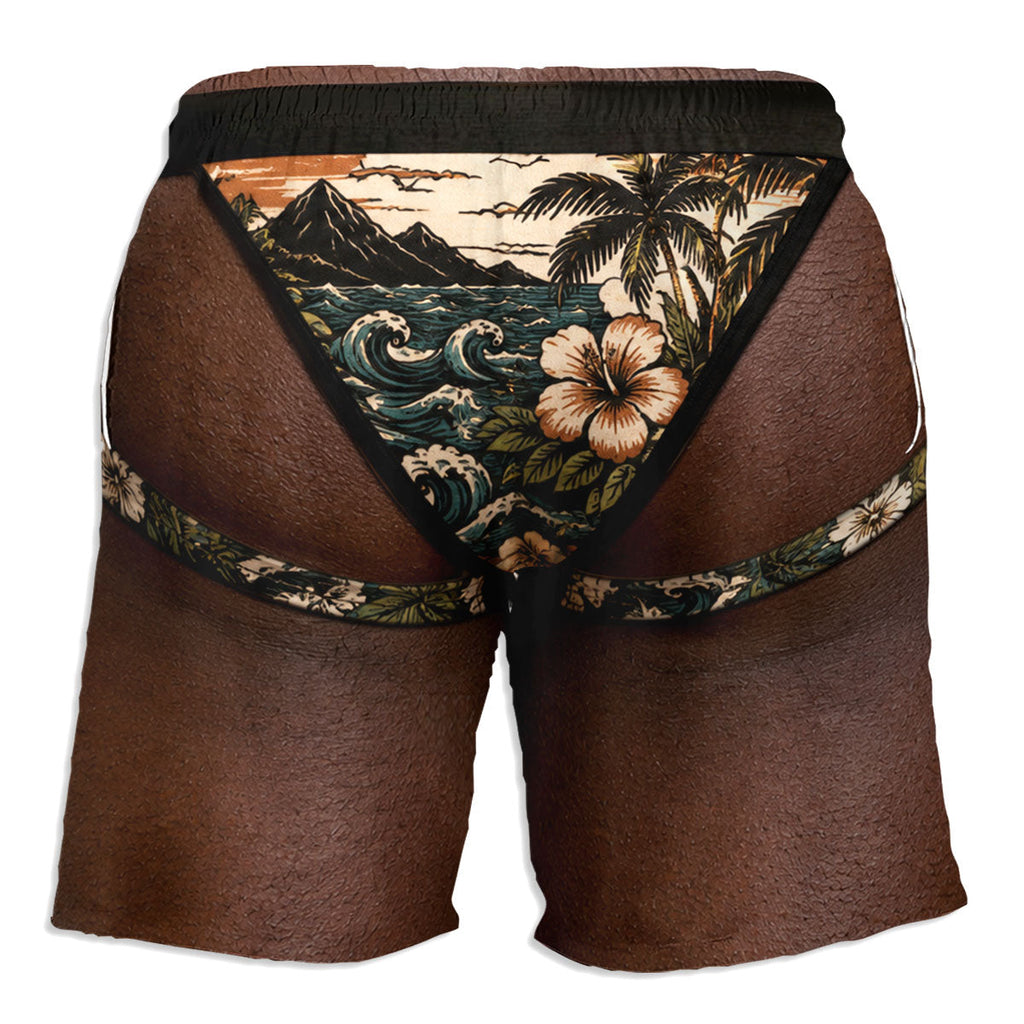 Custom Funny Hairy Man Swim Trunks, Birthday Summer Gift • Summer Vibes - Personalized Beach Shorts
