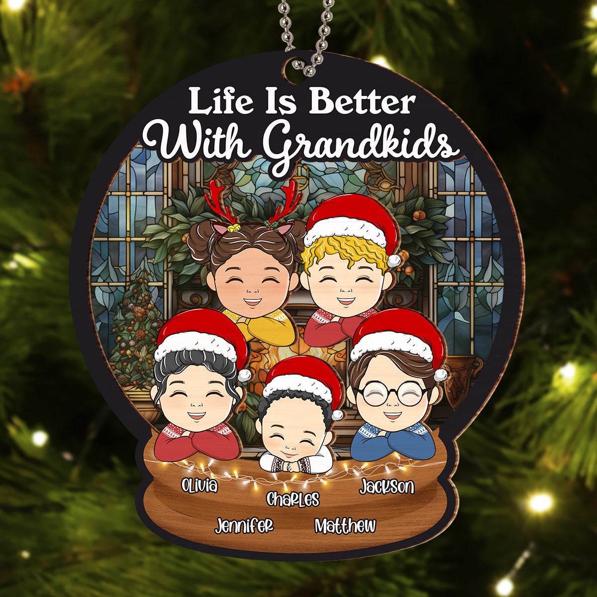 Custom Keepsake Christmas Ornament •  Life Is Better With Grandkids - Personalized Suncatcher Ornament