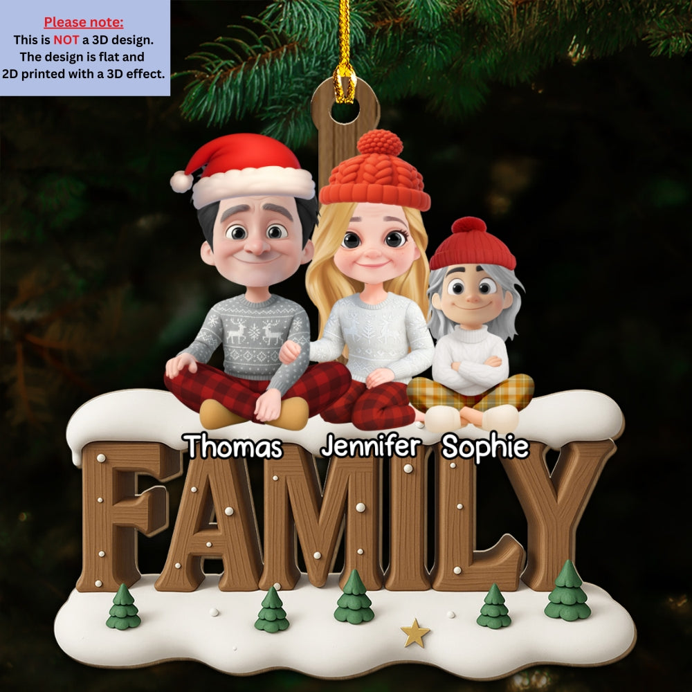 Custom Family Ornament, Christmas Gift for Family Members •  Family Bond Now Onwards - Personalized 3D Effect Wood Ornament