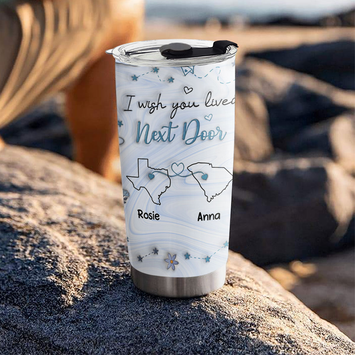 Custom Christmas Birthday Gifts For Best Friend • Wishing You Lived Next Door - Personalized 3D Inflated Effect Tumbler