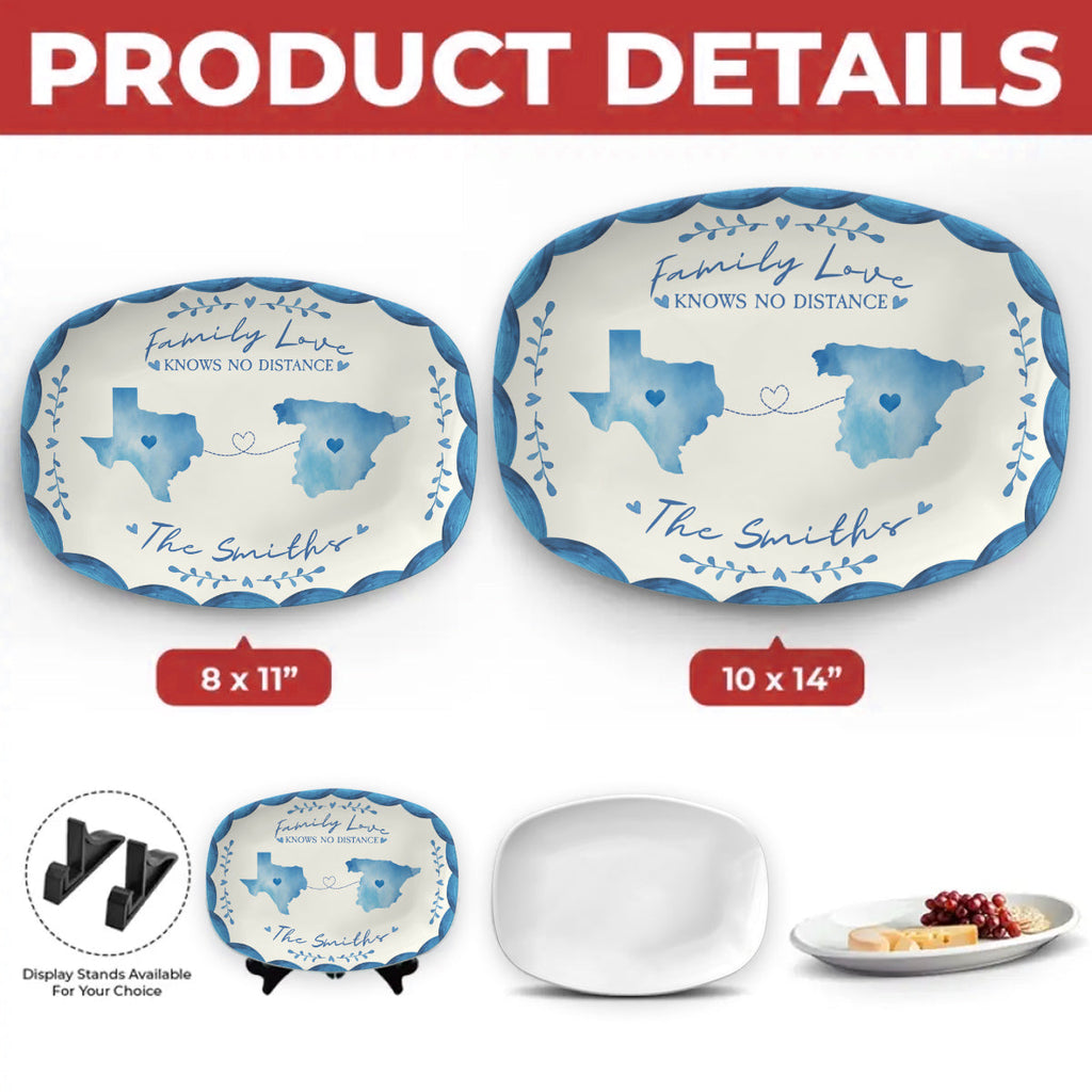 Family Love Knows No Distance - Personalized Platter