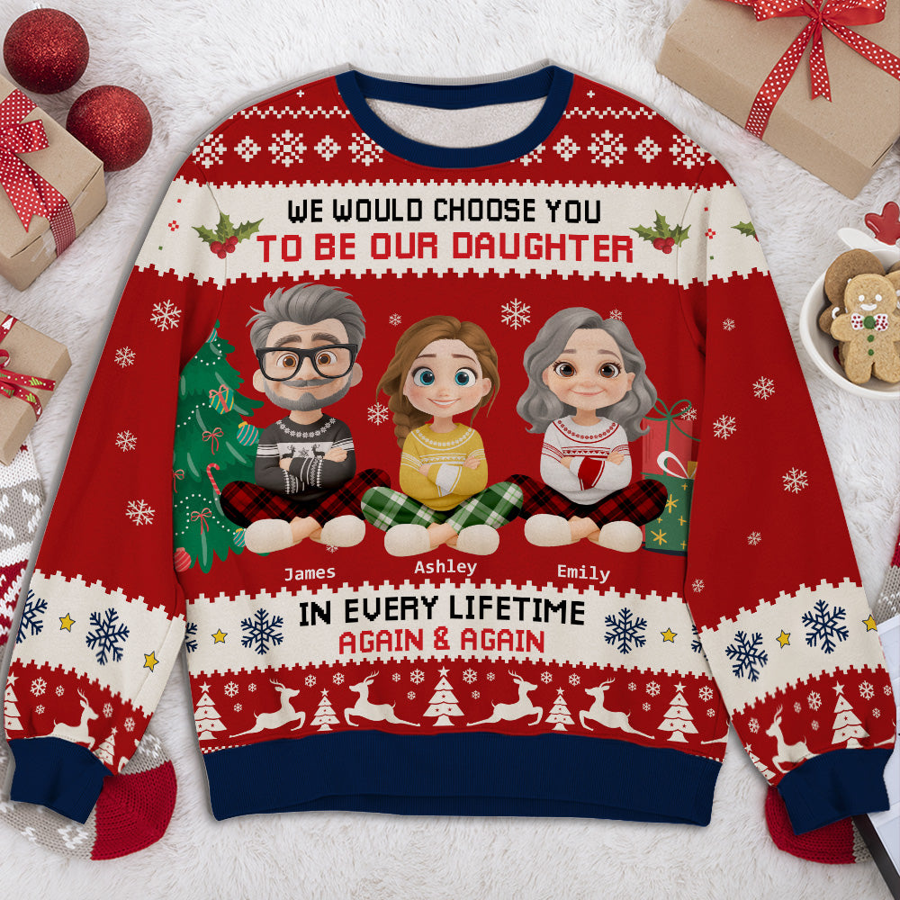 Custom Family Christmas Sweatshirt, Gift for Family Members • Always Choose You - Personalized All-Over-Print Sweatshirt
