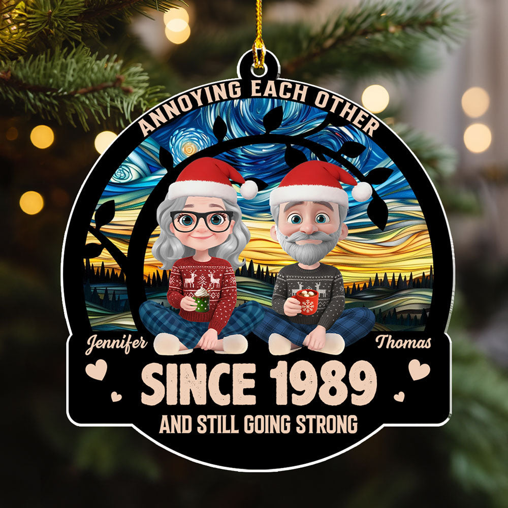 Custom Couple Christmas Ornament, Anniversary Gift •  Love You Forever - Personalized Acrylic Ornament