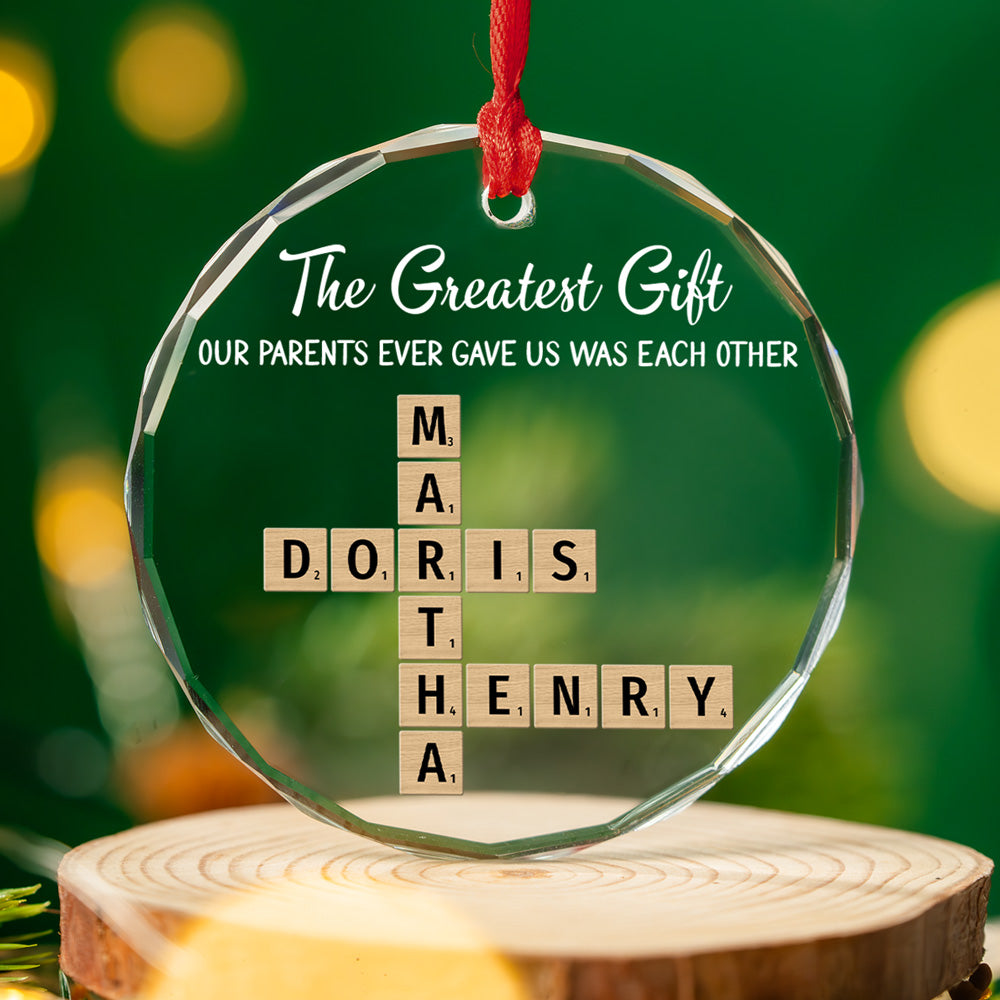 Custom Brothers & Sisters Christmas Ornament •  Each Other - Personalized Glass Ornament