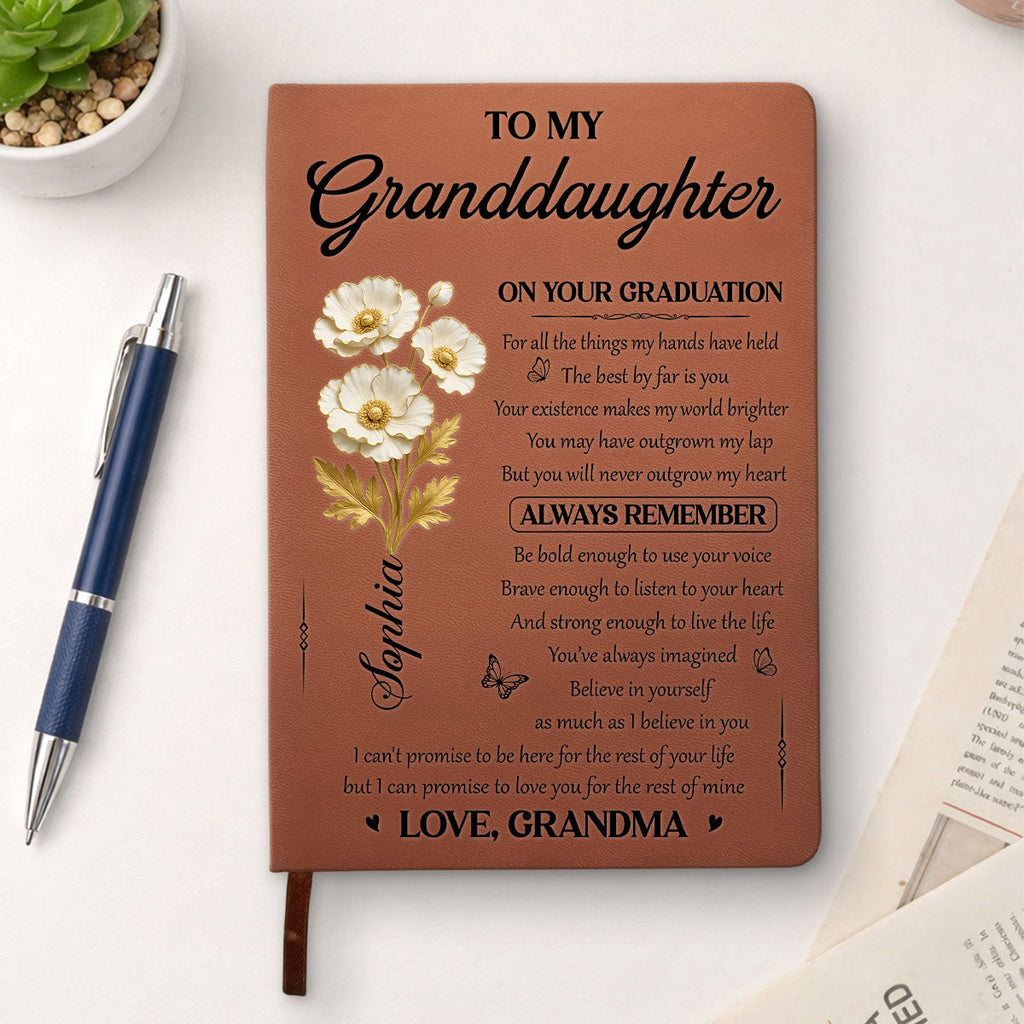 Graduation Journal Custom Name School Year For Children • To My Granddaughter - Personalized Leather Journal