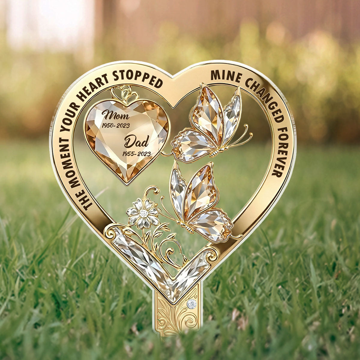The Moment My Heart Changed Forever - Personalized Acrylic Garden Stake