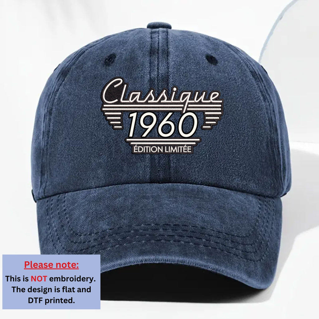 Custom Christmas Headwear Birthday Gifts for Dad, Grandpa • Édition Classique - Casquette En Denim Vintage Délavé Personnalisée