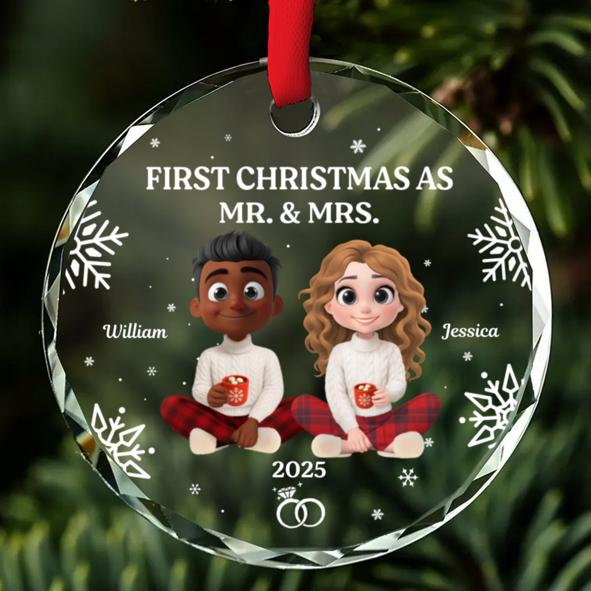 Custom Keepsake Christmas Ornament •  The Year Our Story Began - Personalized Glass Ornament