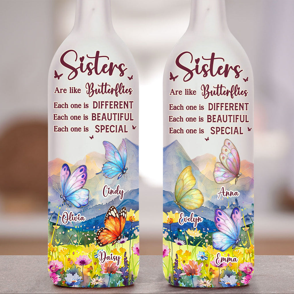 Sisters Are Like Butterflies - Personalized Bottle Lamp