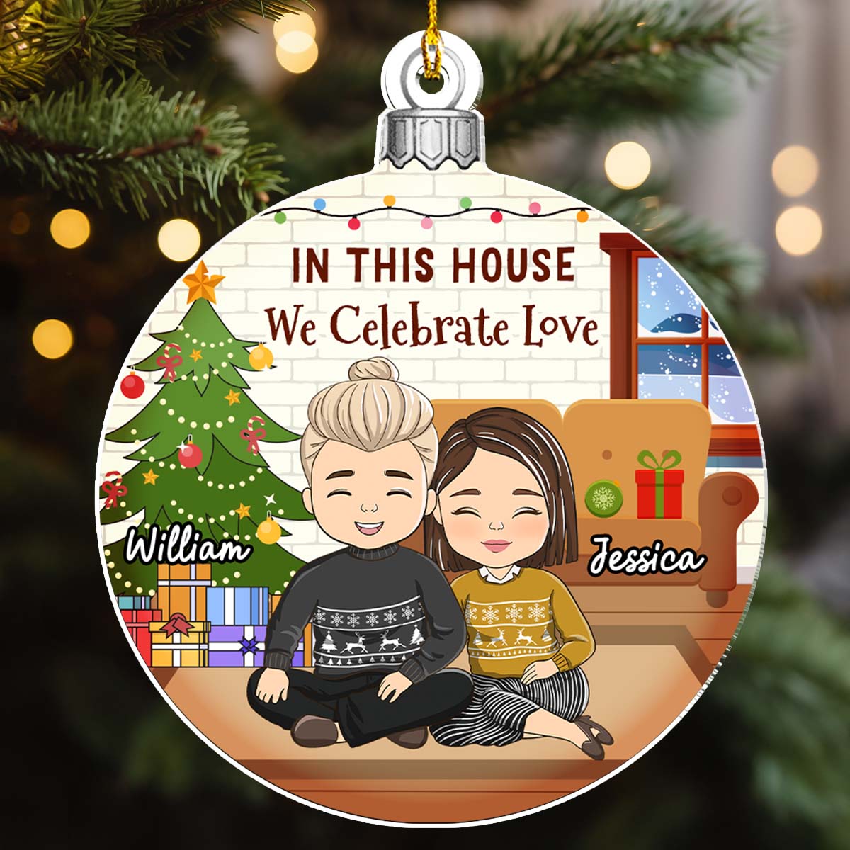 Custom First Christmas Ornament Married, Gift for Newlyweds •  First Christmas In Our New Home 2024 - Personalized Acrylic Ornament
