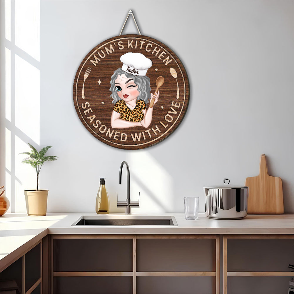 Custom Home & Wall Decor, Birthday & Christmas Gift • Mom Kitchen - Personalized Wood Sign
