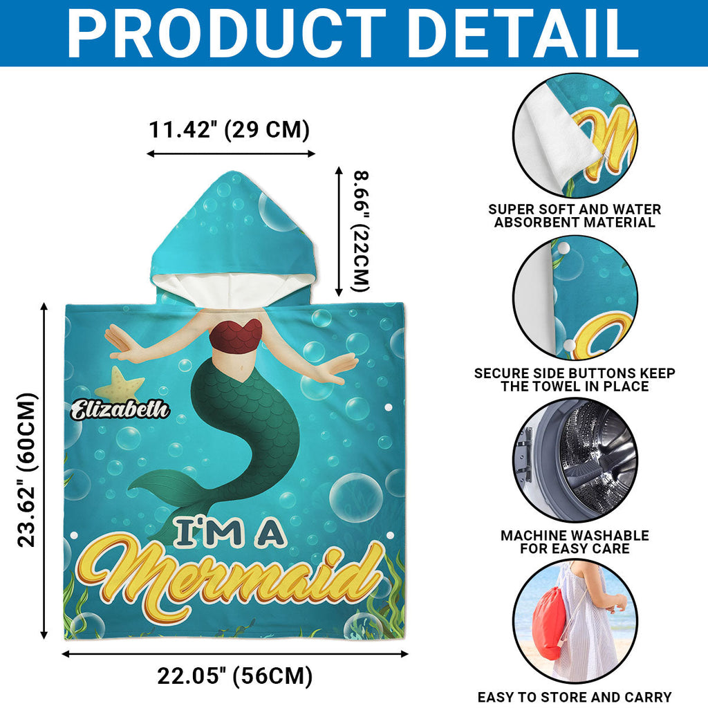 I Am Mermaid - Personalized Hooded Beach Towel