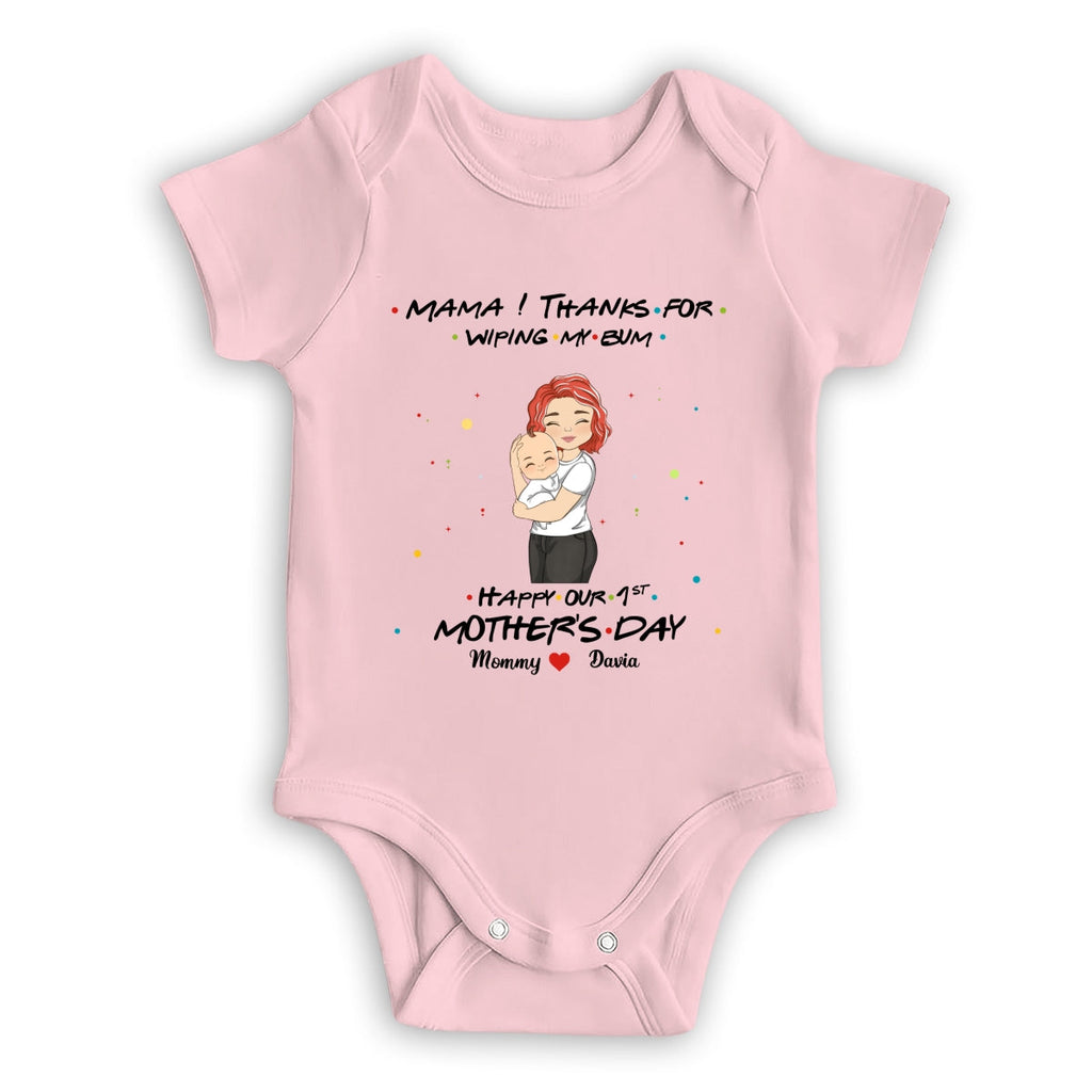Thanks For Wiping My Bum Happy Mother Day - Personalized Baby Onesie