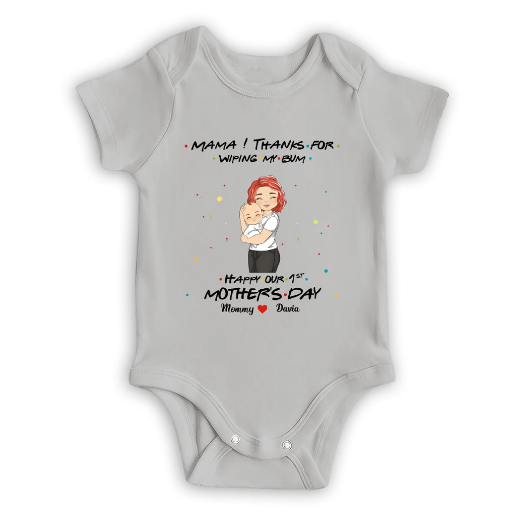 Thanks For Wiping My Bum Happy Mother Day - Personalized Baby Onesie