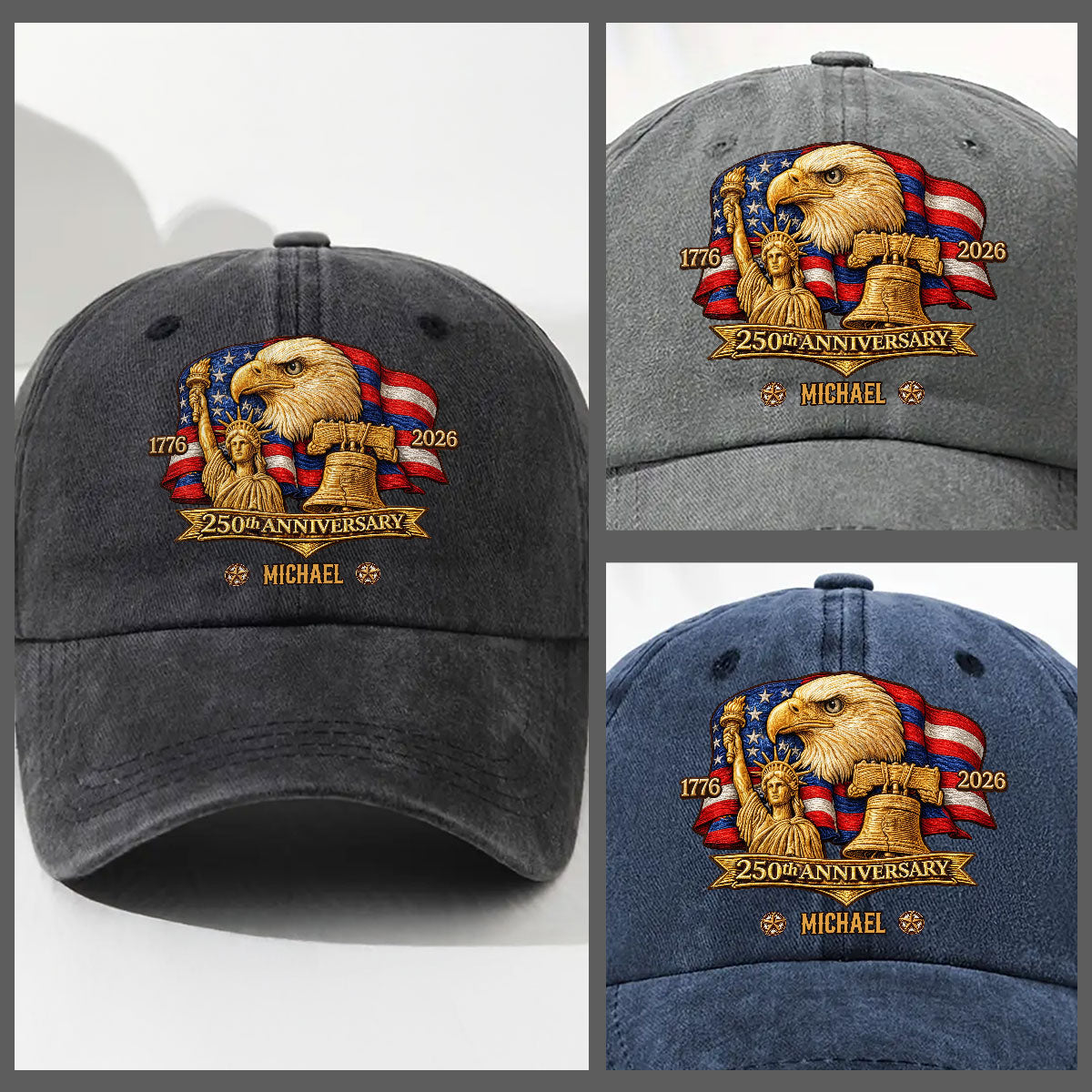 250 Years Of Freedom - Personalized Vintage Washed Denim Cap