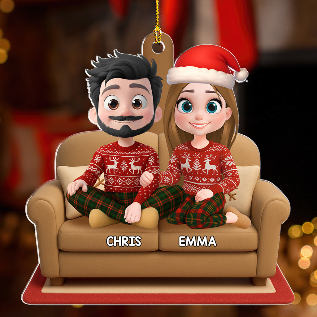 Custom Couple Christmas Ornament, Anniversary Gift •  Together Forever - Personalized 3D Effect Acrylic Ornament