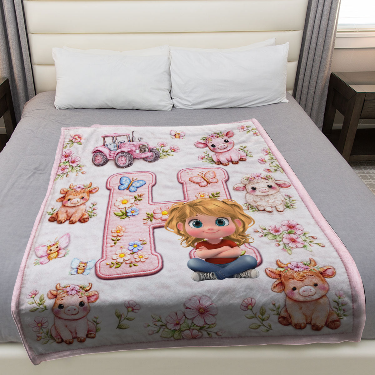 Little One Initial World - Personalized Fleece Blanket