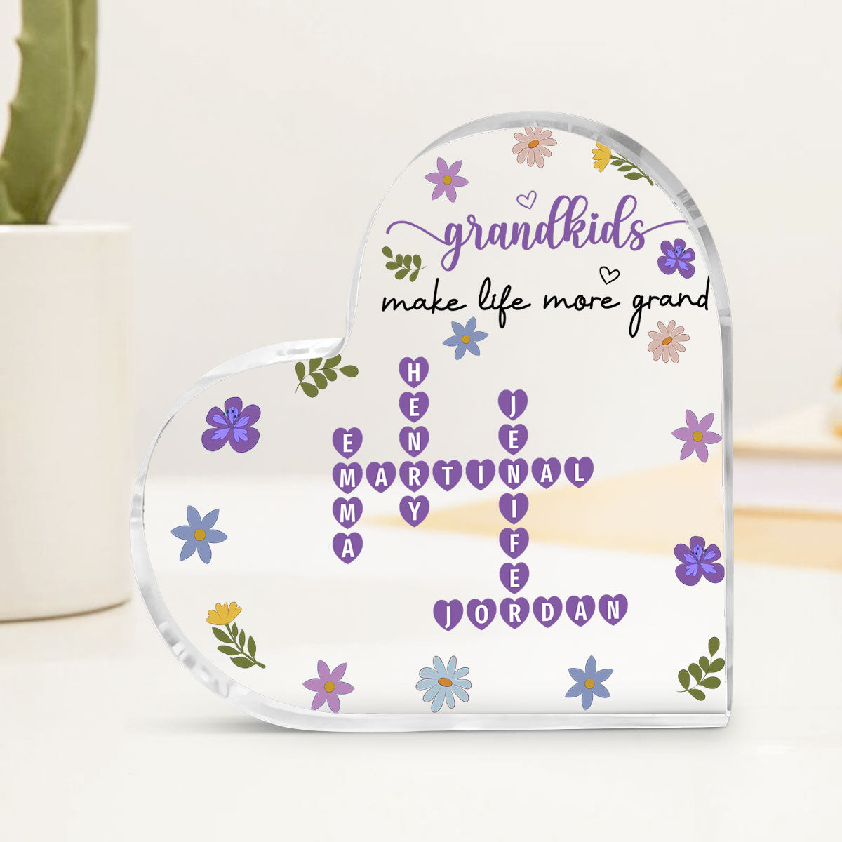 Custom Mother's Day Decor, Gift for Mom & Grandma • Grandkids Make Life More Grand Crossword - Personalized Acrylic Plaque