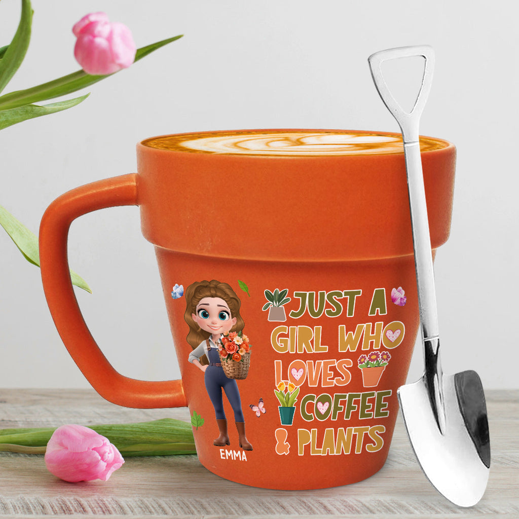 Custom Christmas & Birthday Keepsake Gift • Just A Girl Who Loves Coffee - Personalized Plant Pot Mug