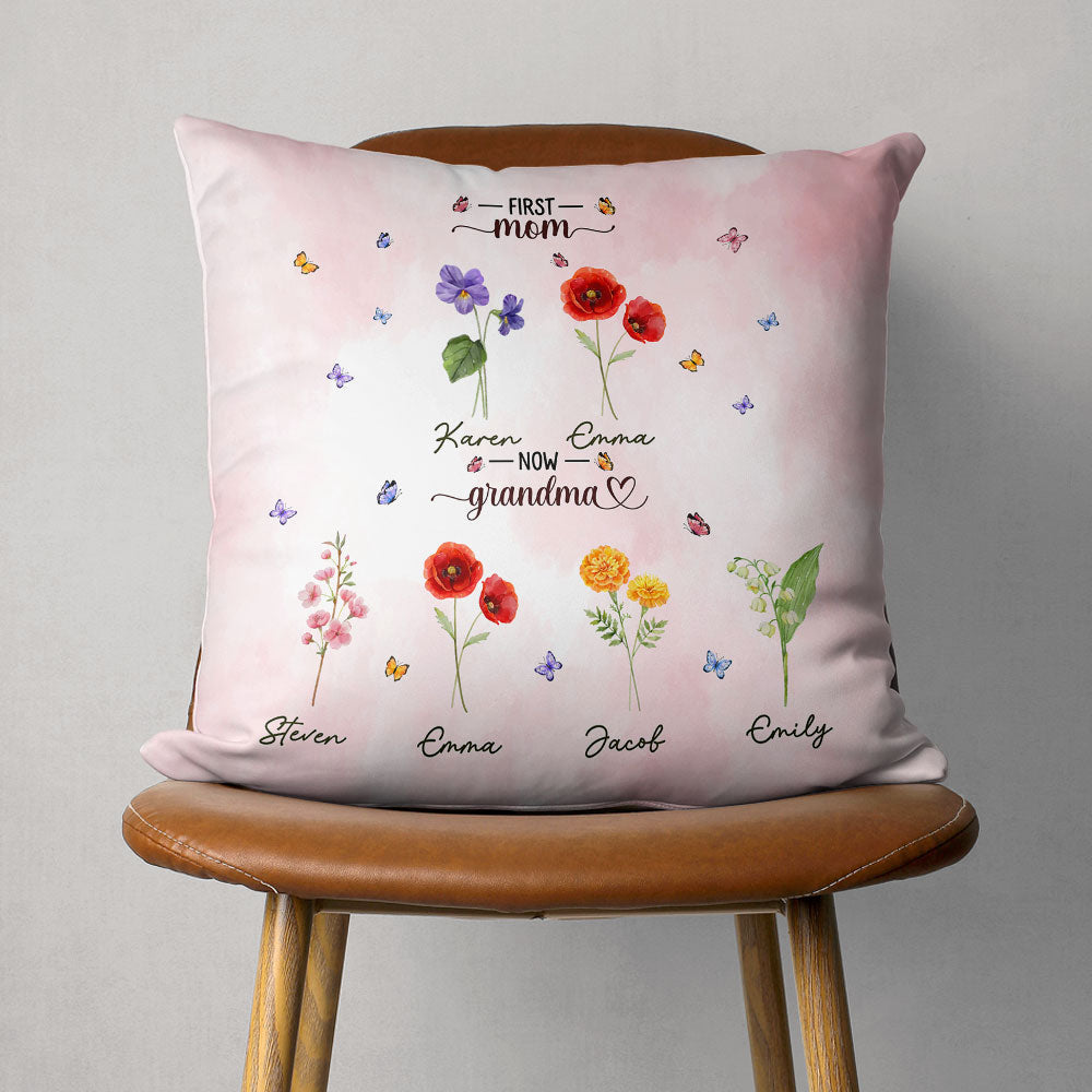 First Mom Now Grandma - Personalized Throw Pillow