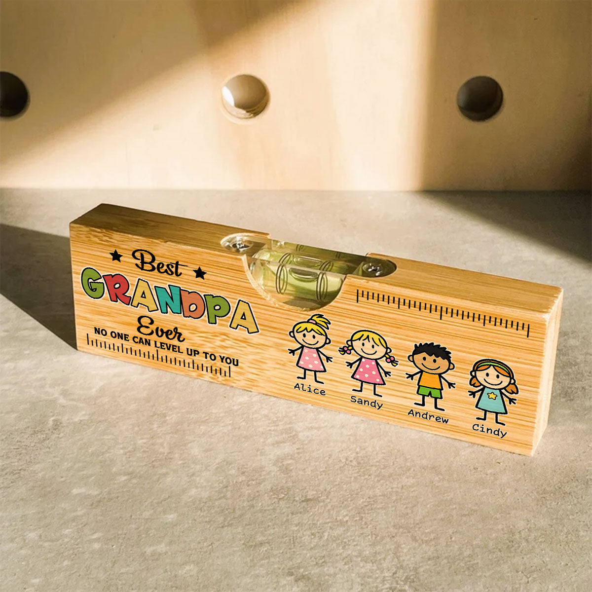 No One Measures Up To You Happy Fathers Day - Personalized Wooden Spirit Level Bottle Opener