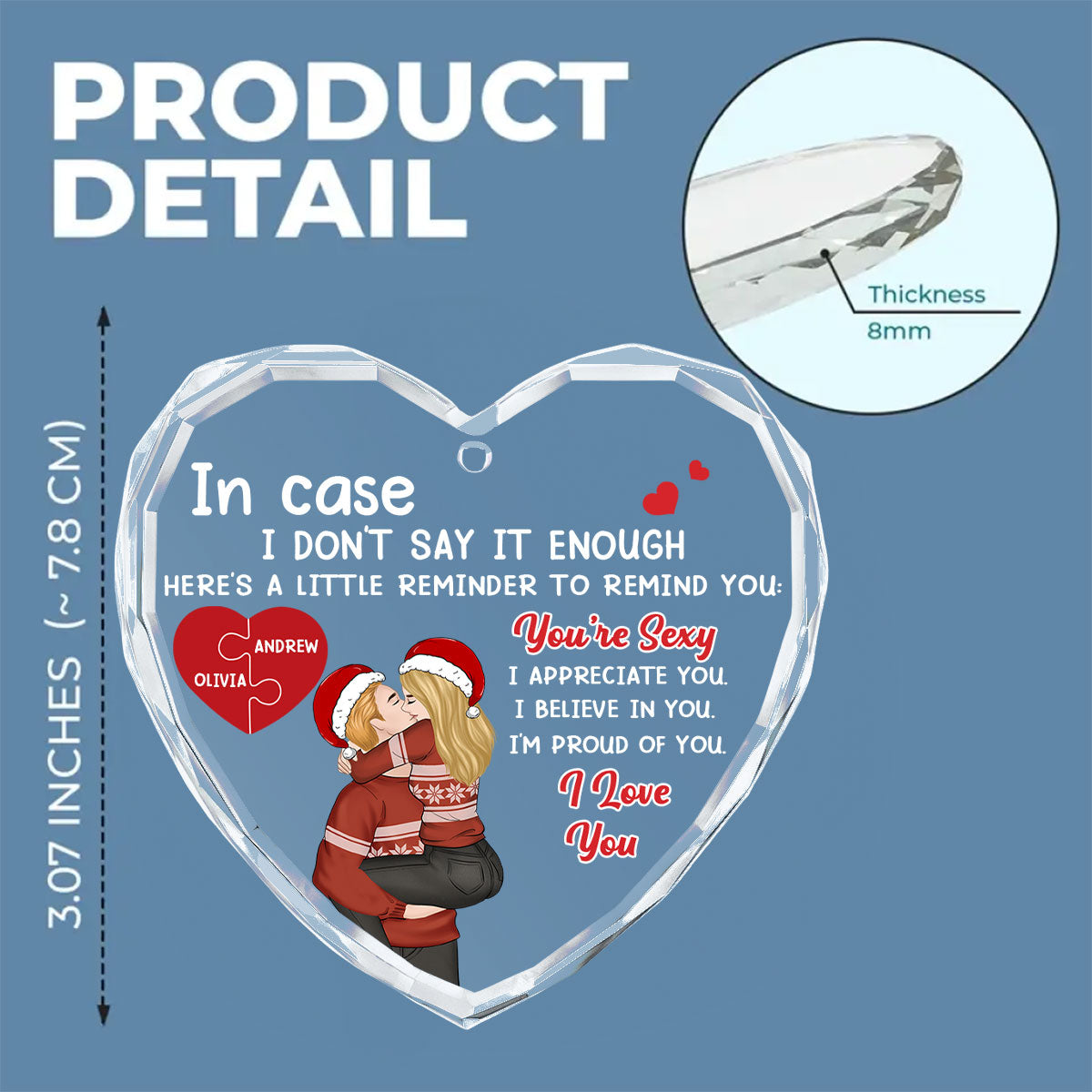 Custom Couple Christmas Ornament, Anniversary Gift •  Proud Of You Love - Personalized Glass Ornament