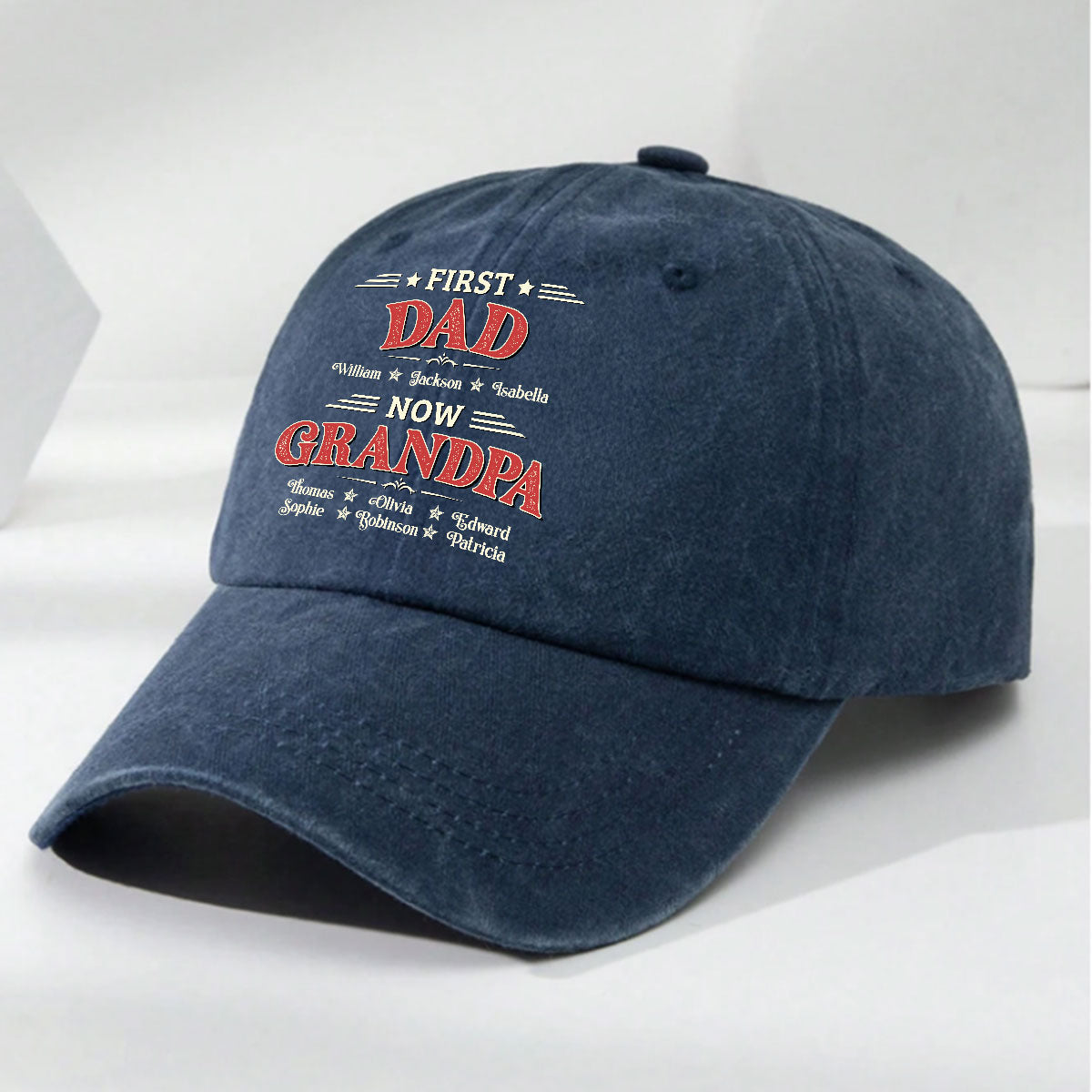 Custom Christmas Headwear Birthday Gifts for Grandpa • Our Papa - Personalized Vintage Washed Denim Cap