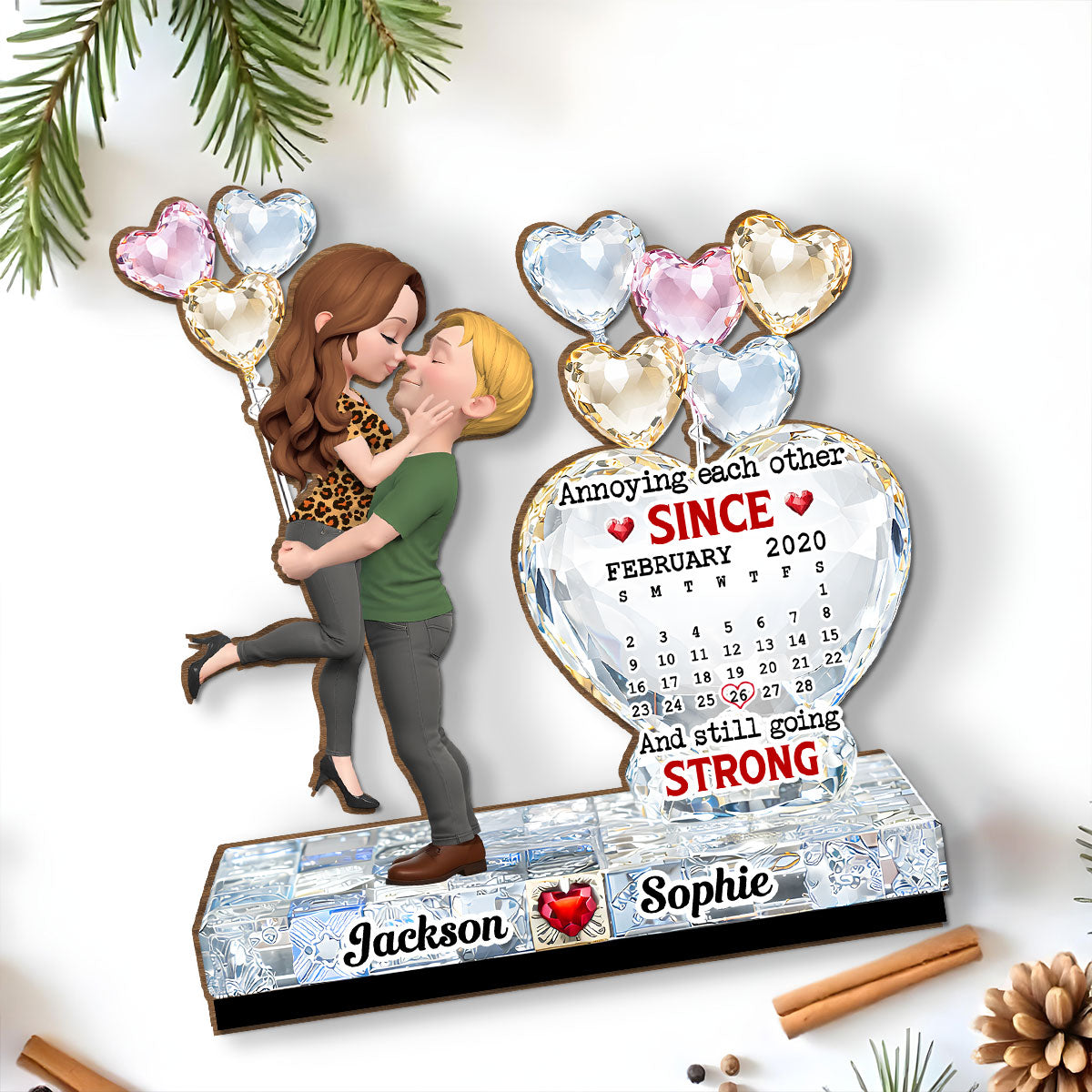 Custom Couple's Decor, Anniversary & Wedding Gift • Love Bound - Personalized 2-Layer Wood Plaque With Flat Base