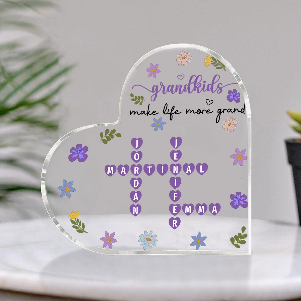 Custom Mother's Day Decor, Gift for Mom & Grandma • Grandkids Make Life More Grand Crossword - Personalized Acrylic Plaque