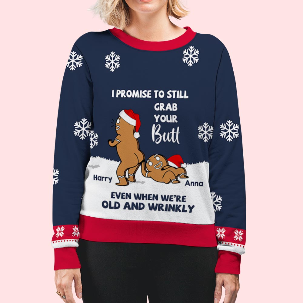Custom Couple Christmas Sweatshirt, Anniversary Gift • Old & Wrinkly - Personalized All-Over-Print Sweatshirt