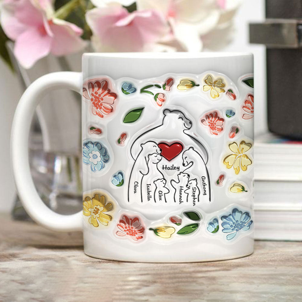 Custom Christmas & Birthday Gift for Mom • Mama Bear - Personalized 3D Inflated Effect Mug