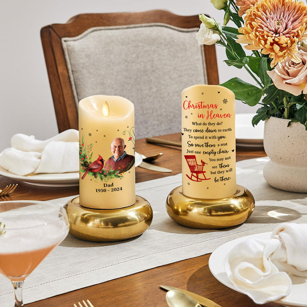 Christmas In Heaven Empty Chair - Personalized LED Candle