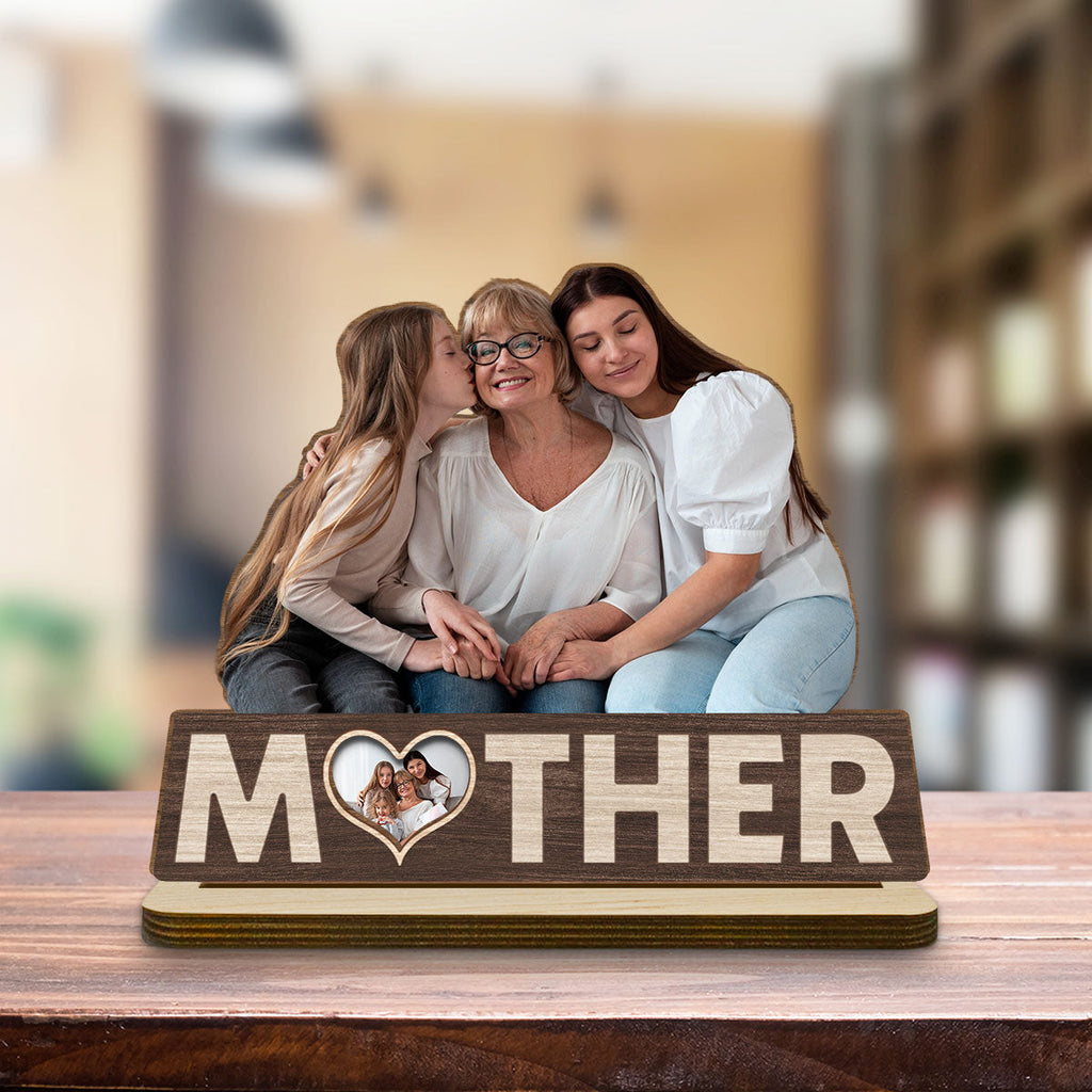 Custom Decor for Mom, Special Gift for Mother • Forever My Mom - Personalized 2-Layer Wood Plaque With Flat Base