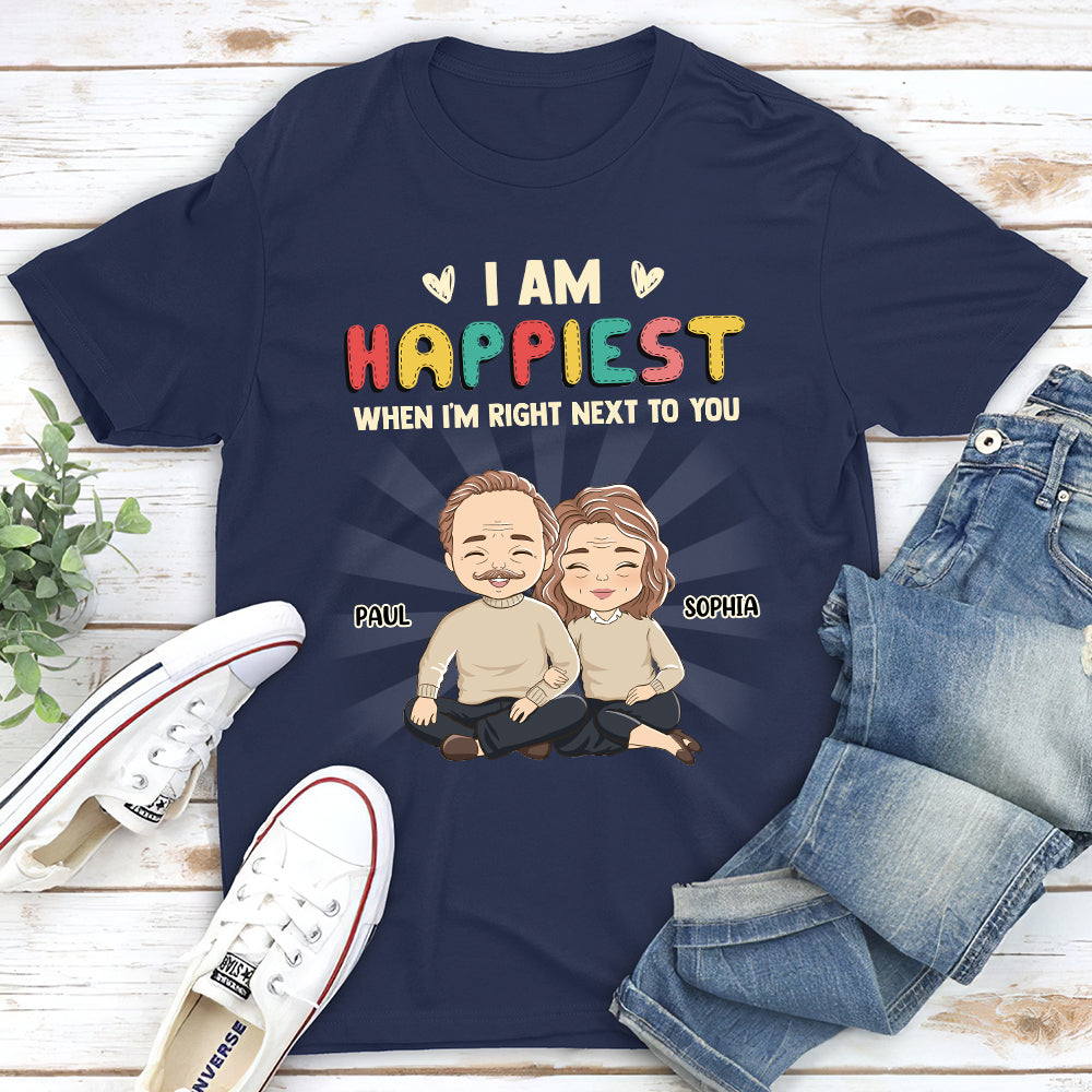 Custom Anniversary Keepsake Gifts For Couple • I Am Happiest When - Personalized Classic T-shirt