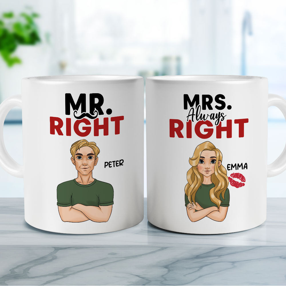 Custom Anniversary Keepsake Gifts For Couple • Mr Mrs Right - Personalized Coffee Mug