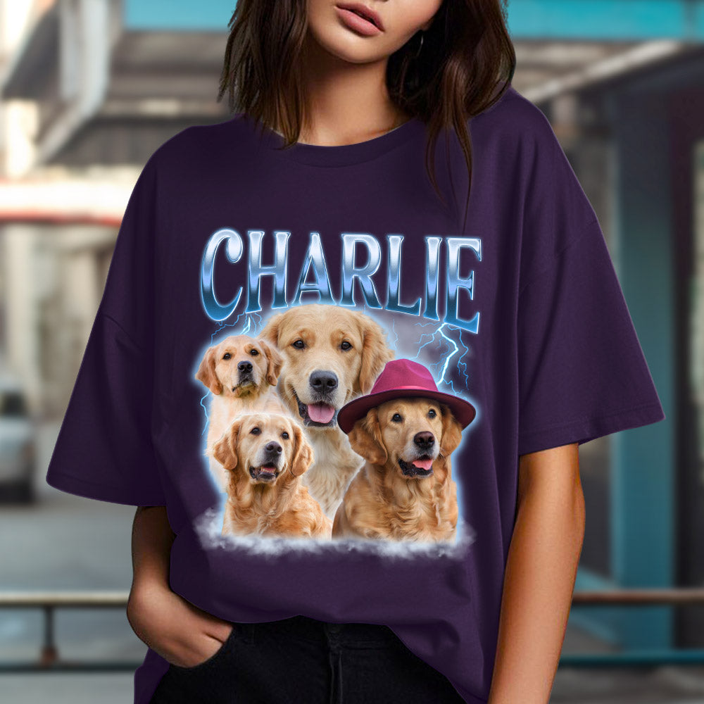 Custom Photo Christmas & Birthday Keepsake Gift • Pet Face Vintage Version 8 - Personalized Unisex T-shirt