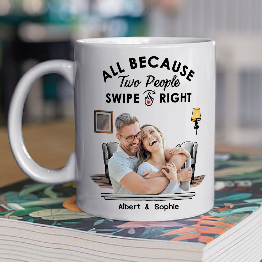 Custom Photo Anniversary Keepsake Gifts For Couple • All Because - Personalized Coffee Mug