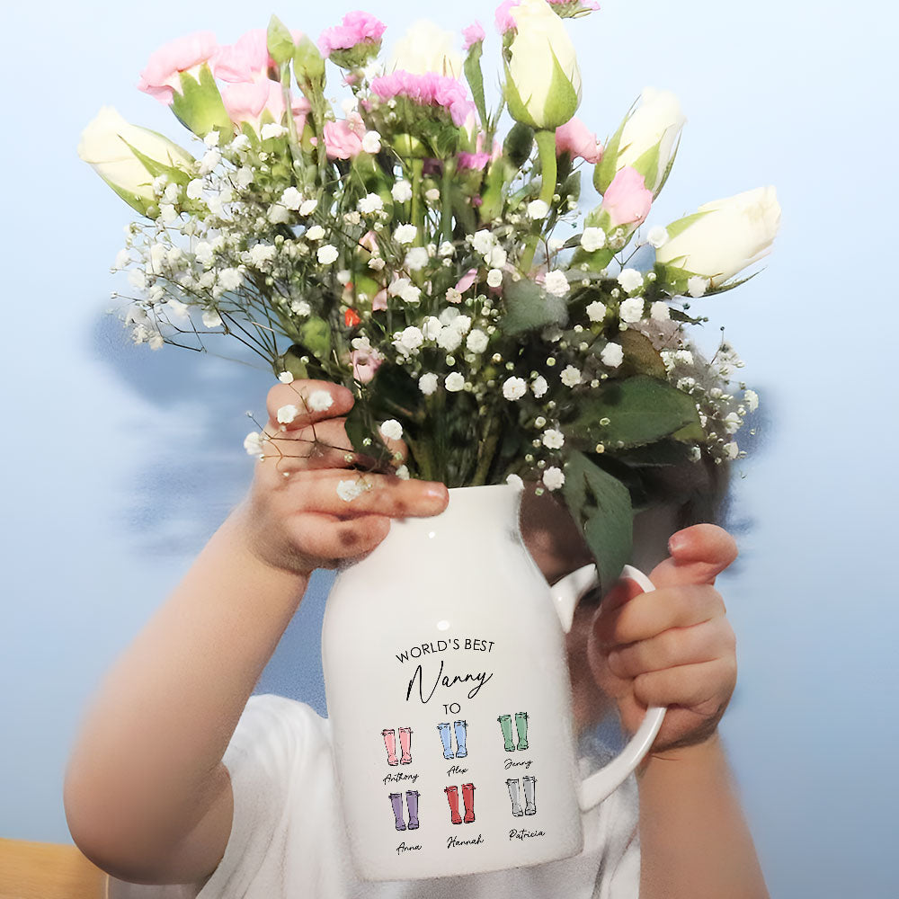 Best Nanny In The World - Personalized Home Decor Flower Vase