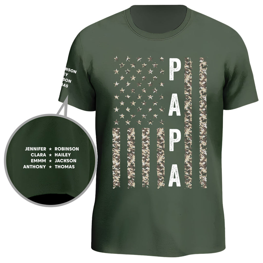 Custom Christmas & Birthday Gift for Dad, Grandpa • The Legend Daddy Papa - Personalized Shirt With Design On Sleeve