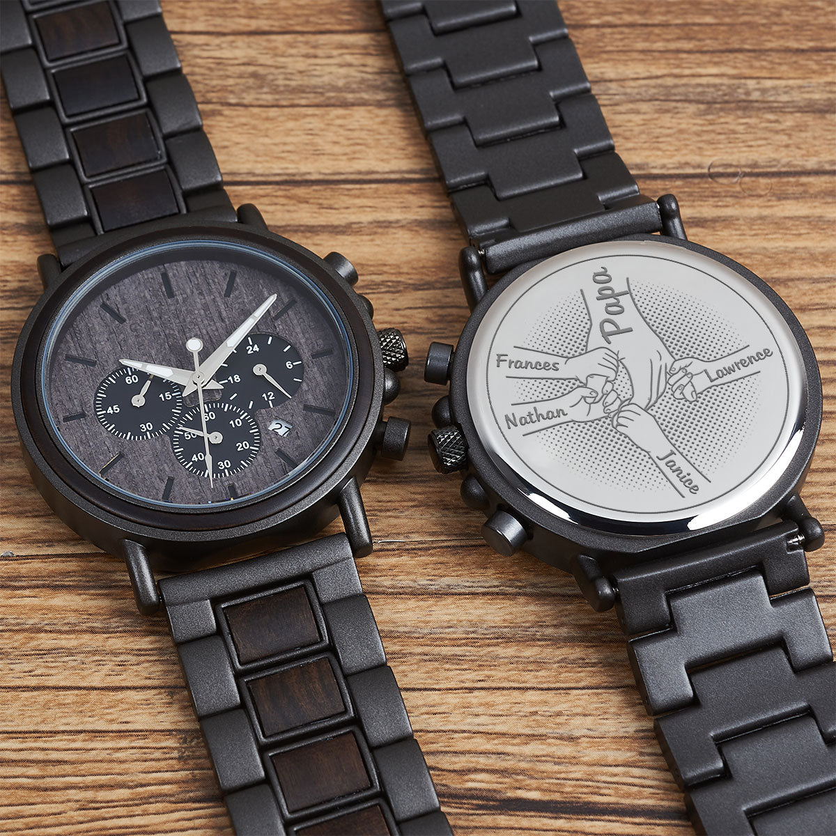 Hand In Hand Together - Personalized Engraved Wooden Watches GQ026