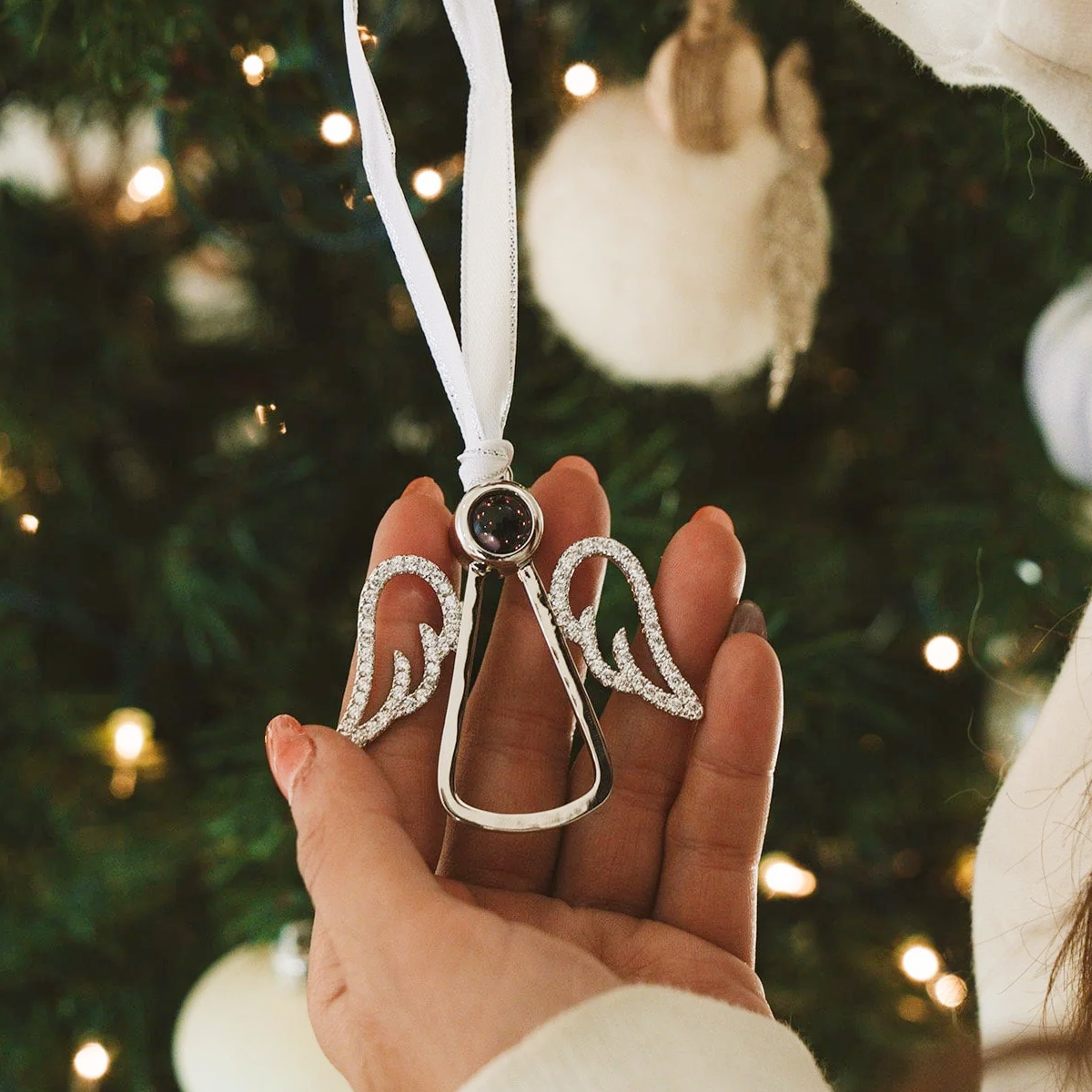 Custom Photo Keepsake Christmas Ornament • An Angel In Heaven - Personalized Photo Angel Projection Ornament