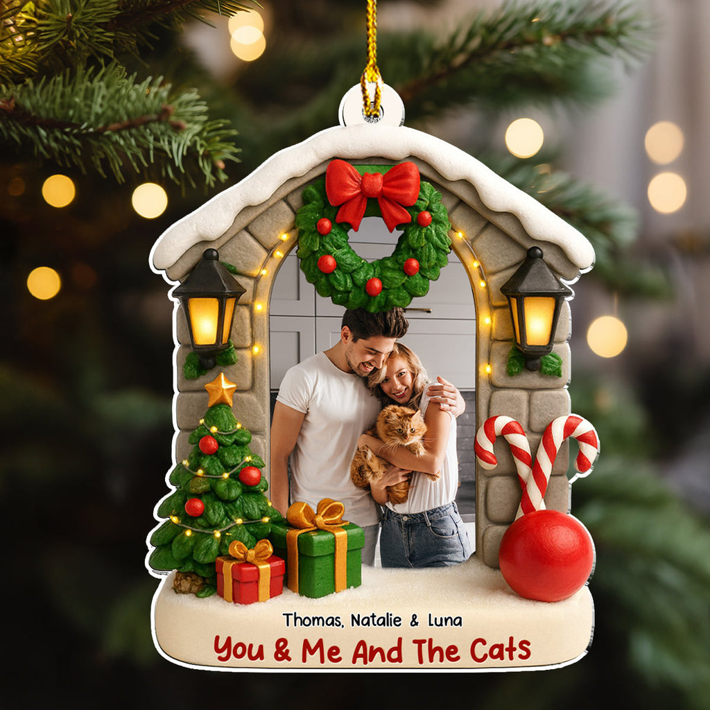 Custom Photo Keepsake Christmas Ornament • Bond Of Cat Love Photo - Personalized 3D Effect Acrylic Ornament