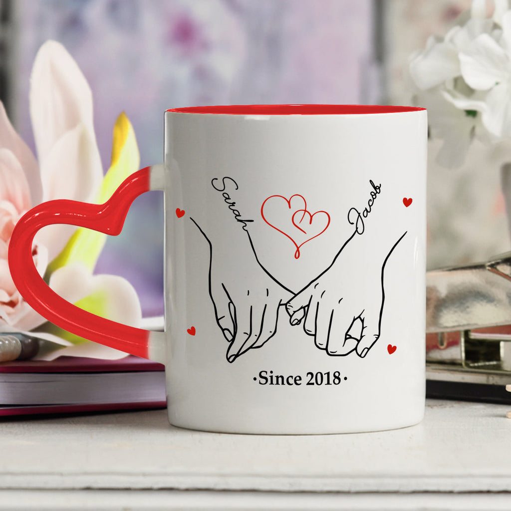 Custom Anniversary Keepsake Gifts For Couple • I Met You - Personalized Heart Handle Mug