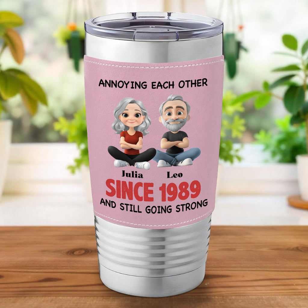 Custom Christmas Anniversary Gifts For Wife • Together Forever - Personalized Pink Leather Tumbler