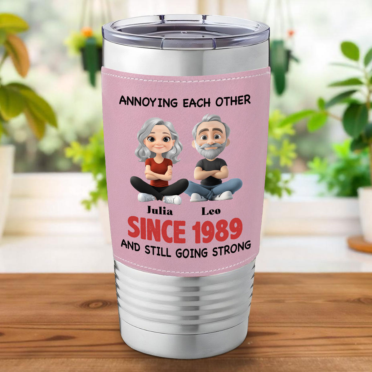 Custom Christmas Anniversary Gifts For Wife • Together Forever - Personalized Pink Leather Tumbler