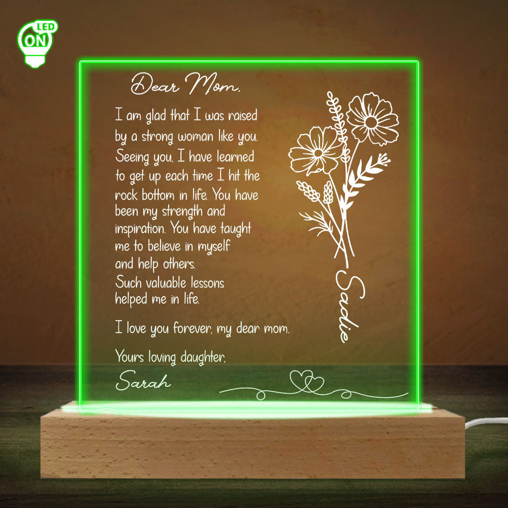Custom Gift for Mom Grandma, Mother's Day Birthday • Hand Written Letter Gift For Mom - Personalized LED Light