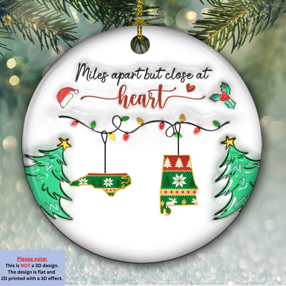 Custom Family Ornament, Christmas Gift for Family Members •  Close At Heart - Personalized 3D Inflated Effect Ceramic Ornament