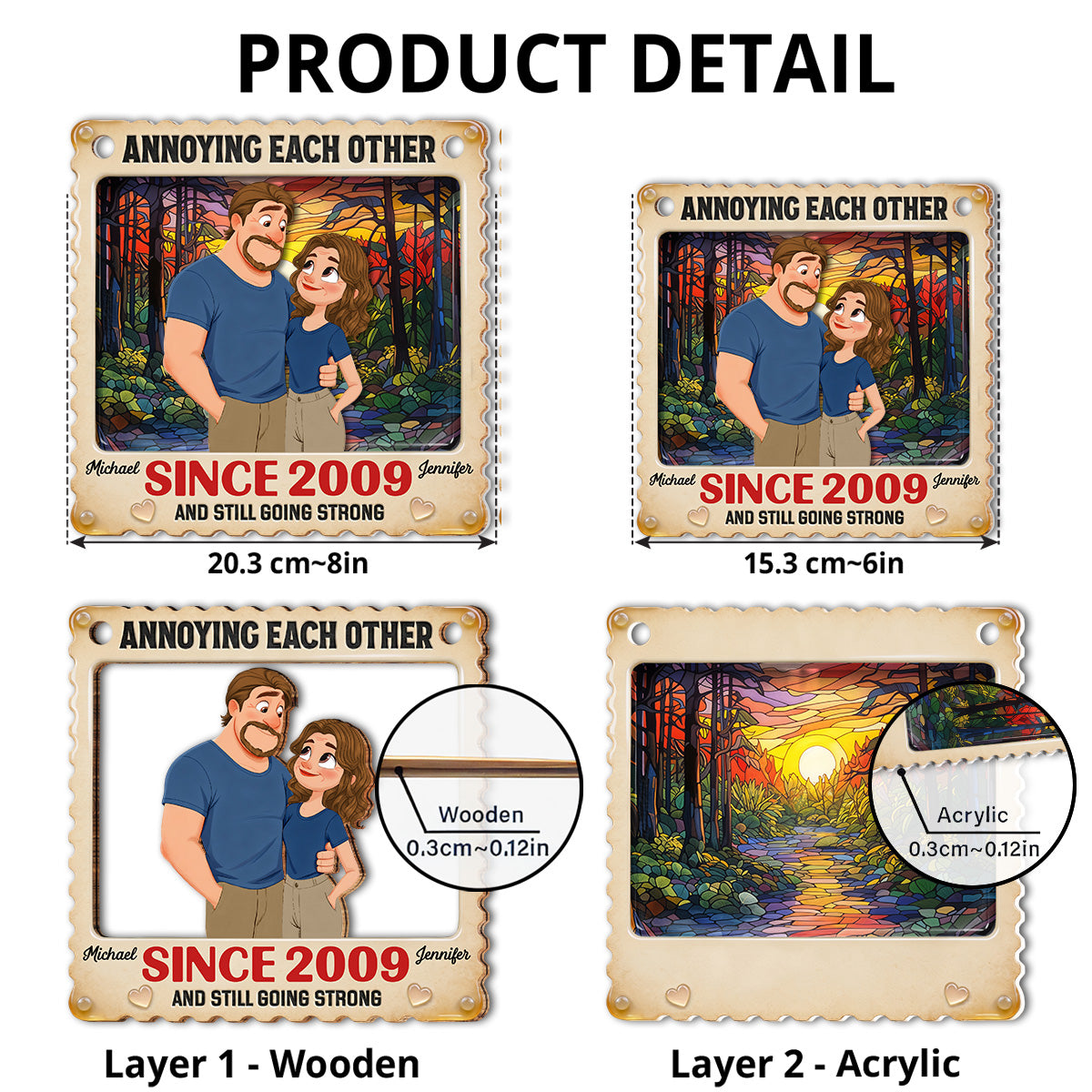 Custom Couple Hanging Decor, Anniversary Valentine's Day Gifts • Annoying Each Other - Personalized Suncatcher