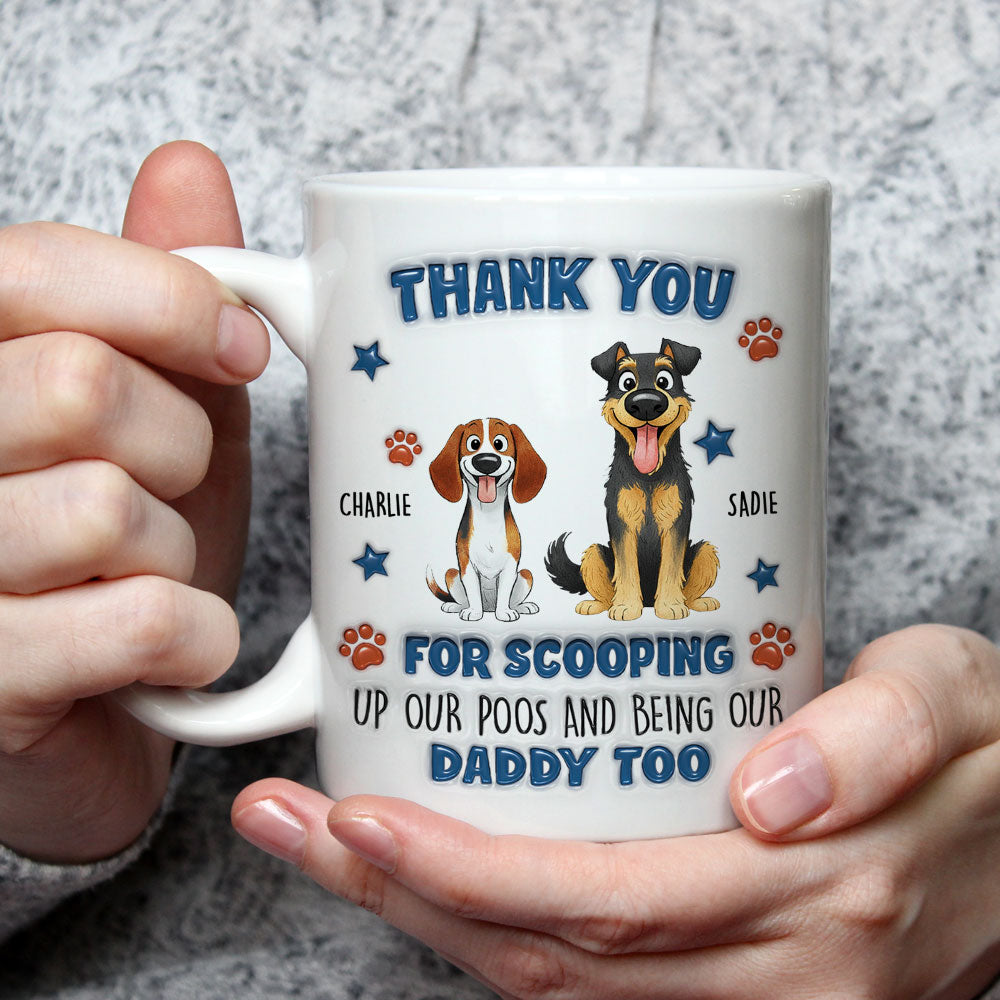 Custom Christmas & Birthday Keepsake Gift • Scooping My Poo - Personalized 3D Inflated Effect Coffee Mug