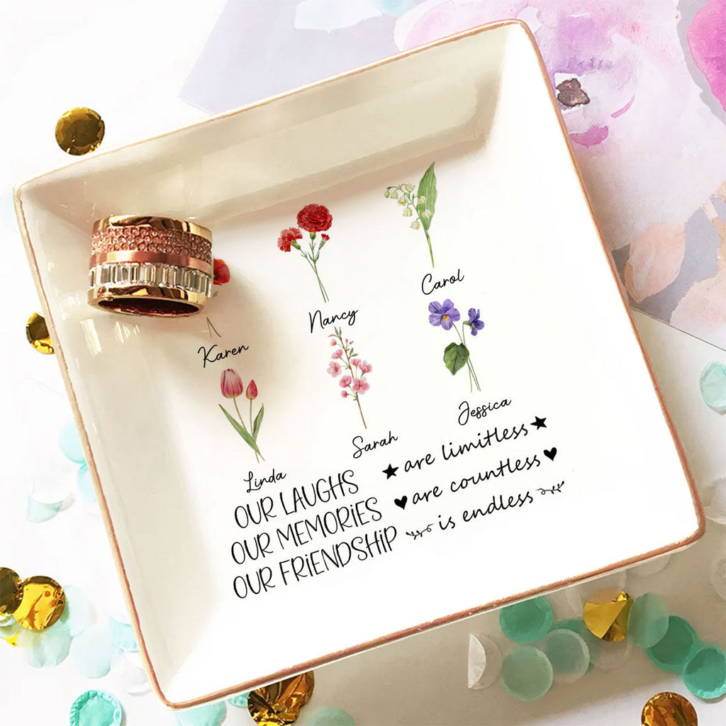 Custom Bestie Trinket Dish, Birthday Christmas Gift For Best Friend • Friendship - Personalized Jewelry Dish